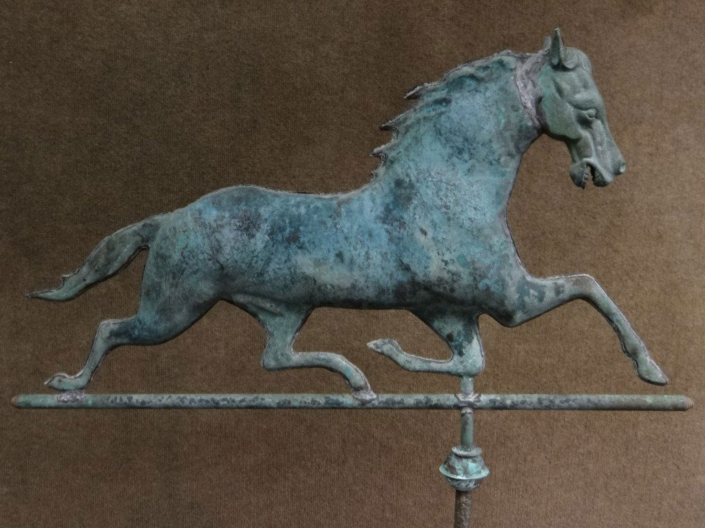 RUNNING HORSE WEATHERVANE W/ CAST ZINC HEAD (1 of 4)