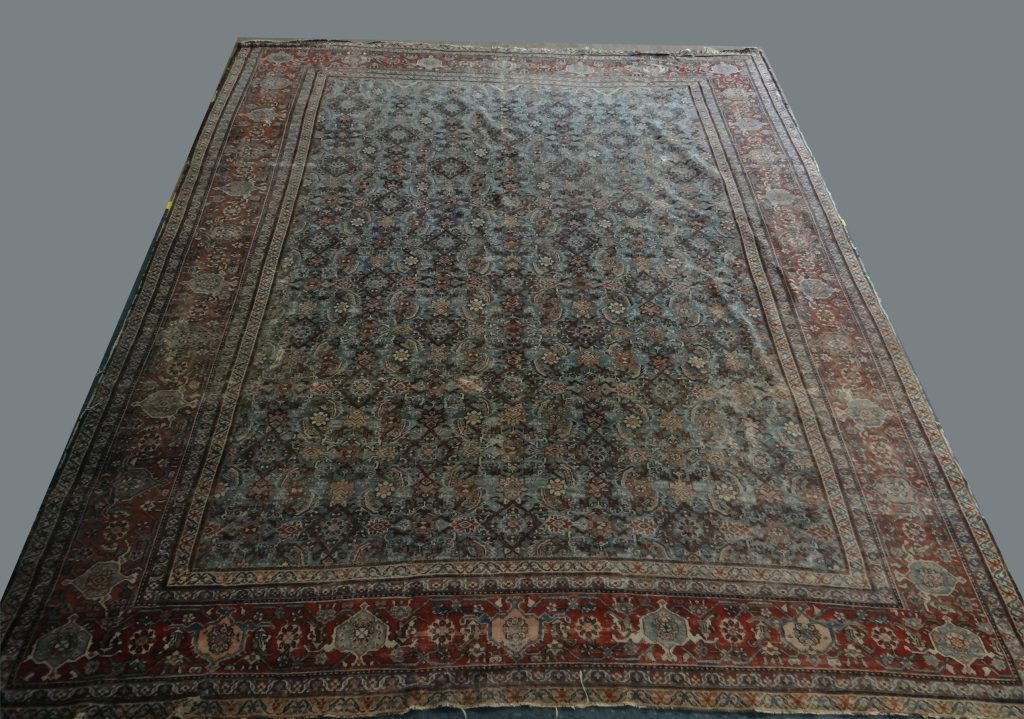 ROOM SIZE PERSIAN CARPET W/ TEAL BLUE FIELD (1 of 5)