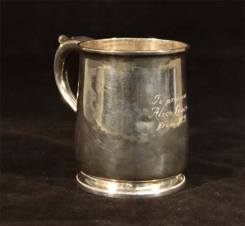 18THC. STERL. SILVER CAN INITIALED & DATED 1727 (1 of 4)