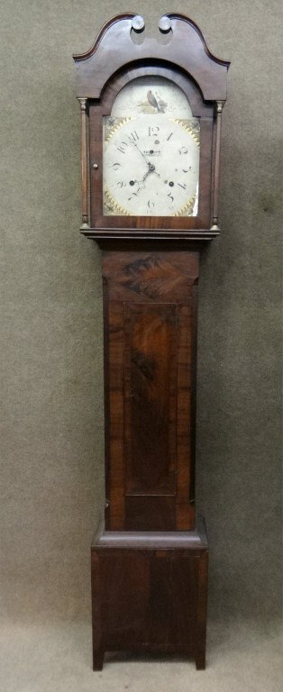 MAHOGANY TALL CASE CLOCK, WOODEN WORKS (1 of 9)