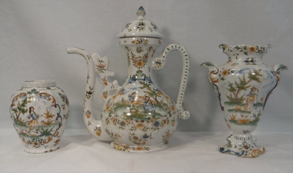 3 PCS. POLYCHROME DECORATED DELFT POTTERY (1 of 10)