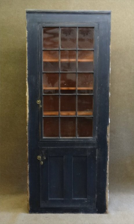 BARREL BACK CORNER CUPBOARD W/ GLAZED DOOR TOP (1 of 5)