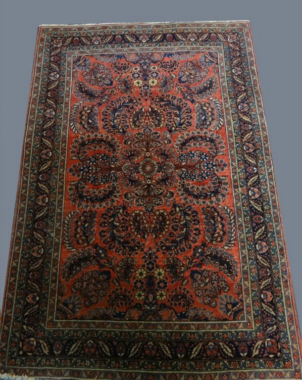 RED FIELD SAROUK SCATTER RUG 40" X 58 3/4" (1 of 4)