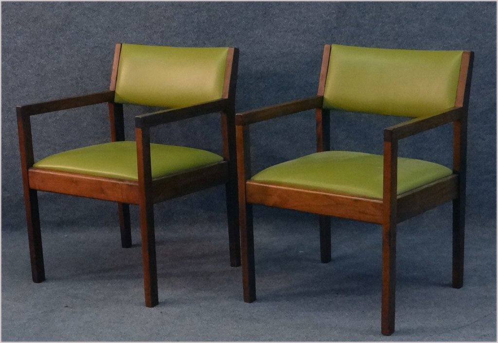 PR OF JENS RISOM TEAK CHAIRS, EDELMAN LEATHER (1 of 2)