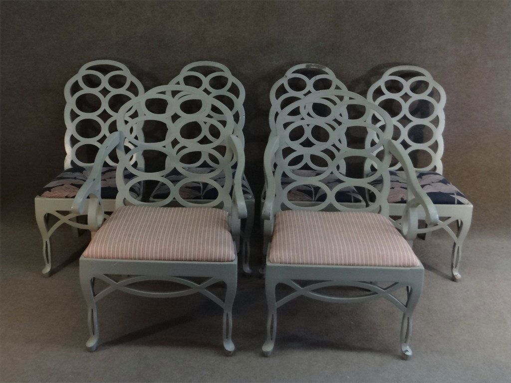 SET OF 6 PAINTED MODERN CHAIRS 4 SIDES & 2 ARMS (1 of 6)