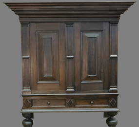 18THC. HUDSON VALLEY KAS IN RED GUMWOOD & PINE