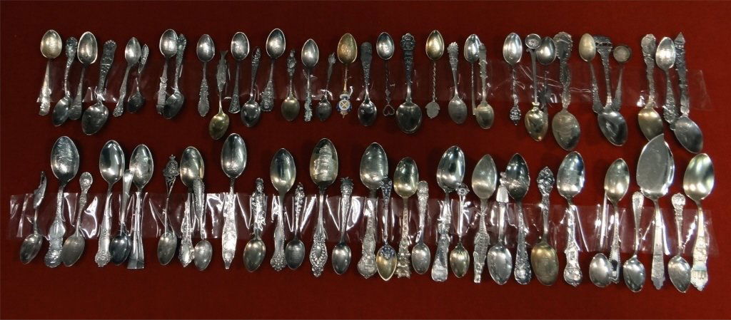 COLLECTION OF 66 STERLING SOUVENIR SPOONS (1 of 9)