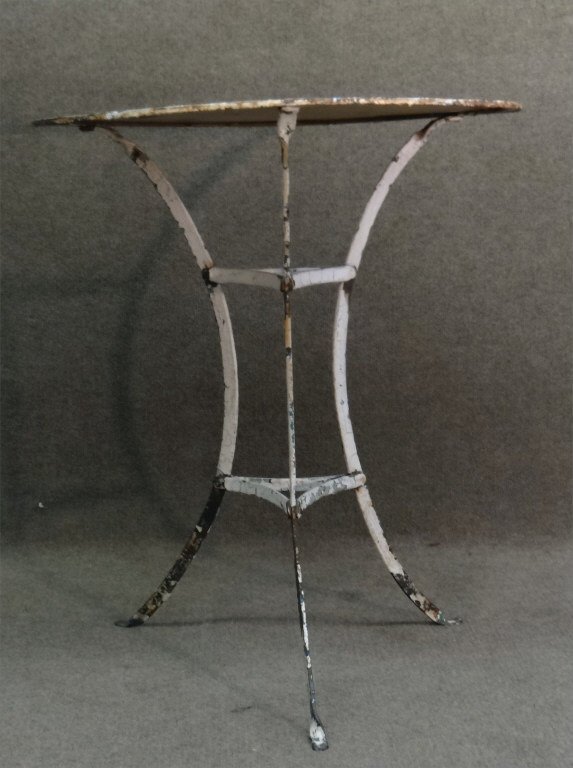 FRENCH METAL CAFE TABLE 23 1/2" DIAM X 28" TALL (1 of 3)