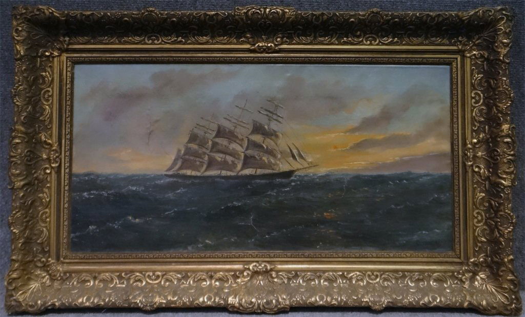 O/C "SAIL SHIP ON OPEN SEAS" SGND & DATED 1919 (1 of 7)