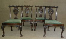 SET OF 4 PERIOD NY CHIPPENDALE CHAIRS