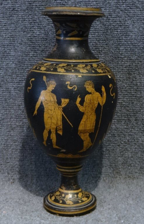 TERRA COTTA VASE W/ ETRUSCAN STYLE DECORATION (1 of 8)