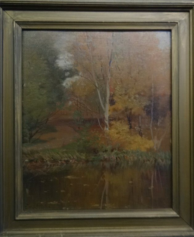 O/BD "AUTUMN BEECH TREES" SGND ERNEST PARTON: O/BD "AUTUMN BEECH TREES" SGND ERNEST PARTON NOTATED & SIGNED IN VERSO (12" X 10")