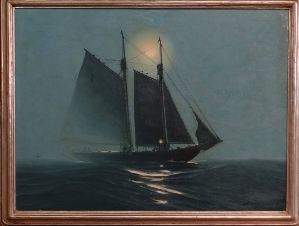 O/C "ALL HANDS ON DECK" SGND HUNTER WOOD 30" X 40 (1 of 7)