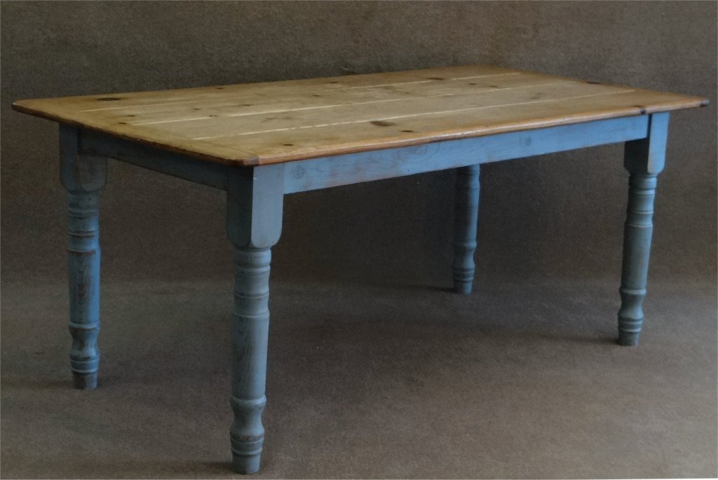 COUNTRY PINE SCRUB TOP TABLE W/ 4 BOARD TOP (1 of 6)