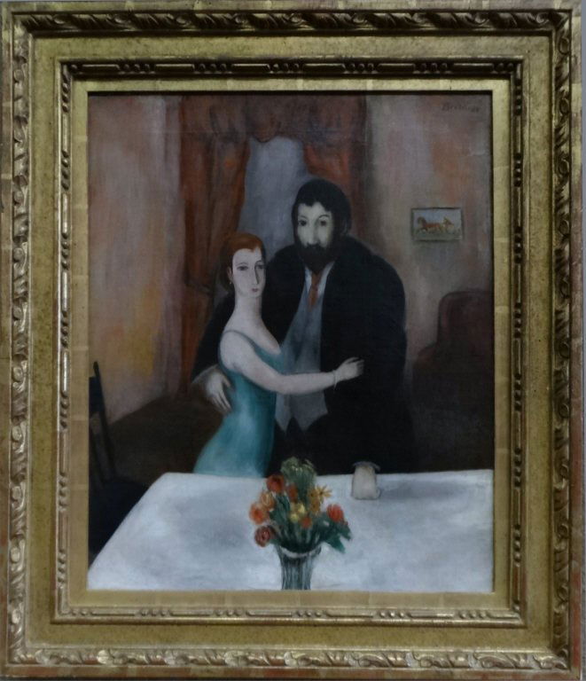 O/C "YOUNG COUPLE" SGND BROOK '21 (22" X 18" ): O/C "YOUNG COUPLE" SGND BROOK '21 (22" X 18" ) ALEXANDER BROOK, M & MME BOURDELLE SALENDAR - O'RIELLY PROVENANCE