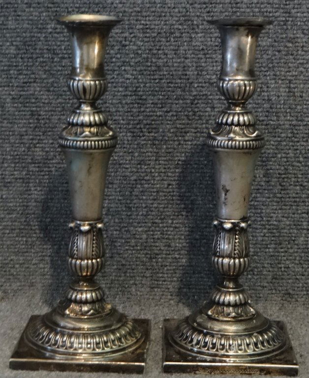 PR OF LATE 18THC. GERMAN SILVER CANDLESTICKS (1 of 4)