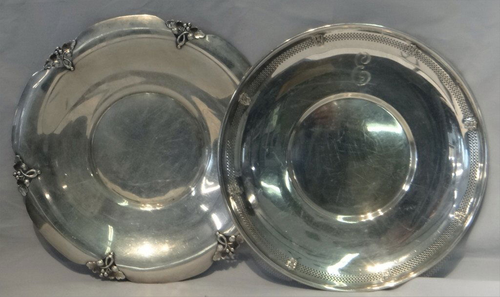 2 STERLING SILVER ROUND TRAYS 1-12" W/ PIERCED (1 of 5)