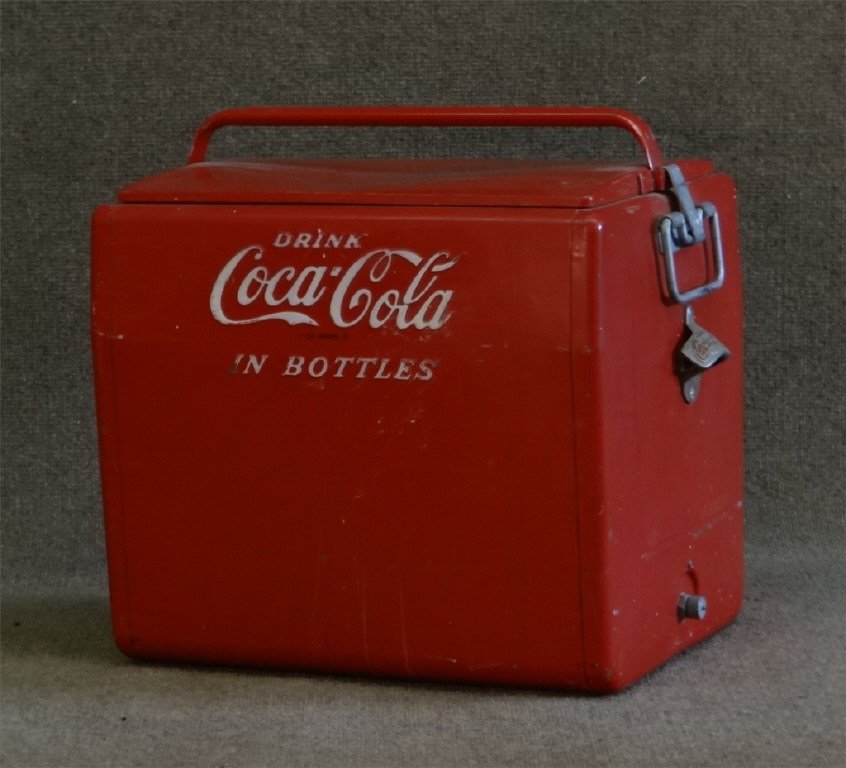 COCA COLA COOLER W/ BOTTLE OPENER (ZINC LINED): COCA COLA COOLER W/ BOTTLE OPENER (ZINC LINED)