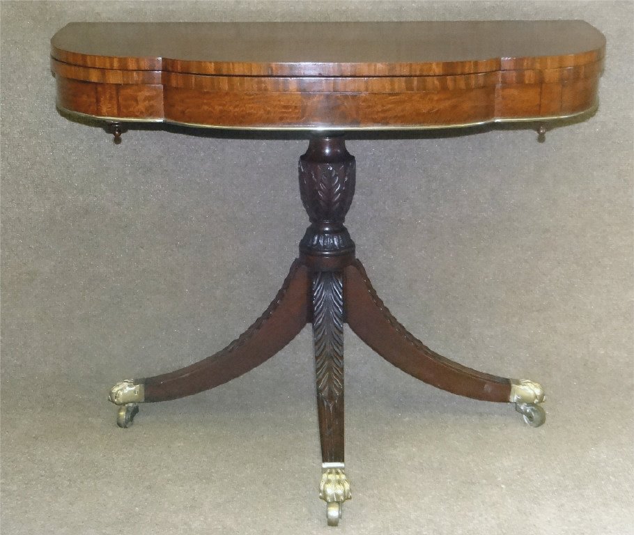 NY FEDERAL CARD TABLE ATT. TO DUNCAN PHYFE: "TRICK LEG" 36" WIDE (BERNARD LEVY PROVENANCE, FREEDMAN COLLECTION)A copy of the consignors purchase receipt from Bernard & S. Dean Levy Inc. in 1988 for $22,500.00 available There is NO reserve or mi