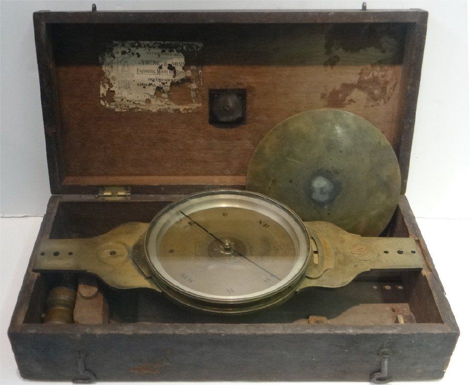SURVEYORS COMPASS C. 1825 -1840 BY W.J. YOUNG (1 of 5)