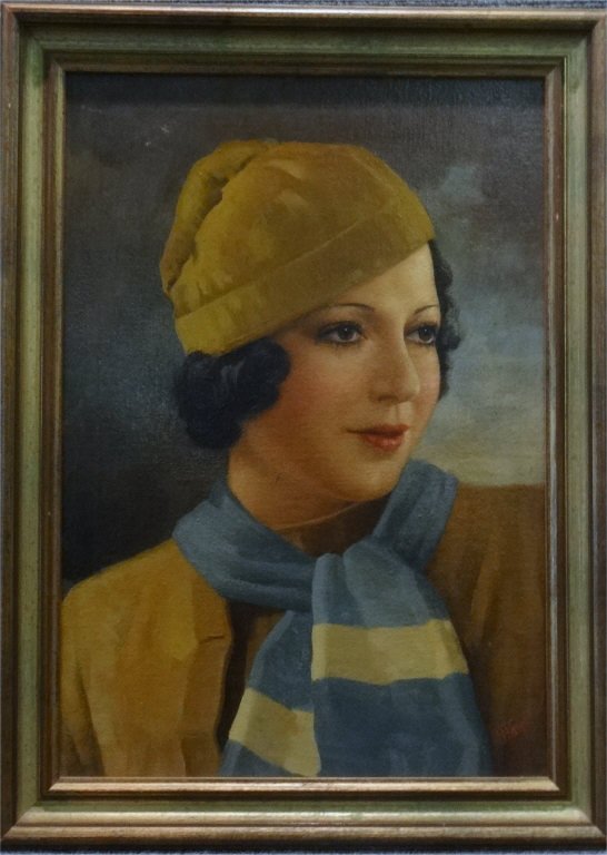 O/C SGND F. PAGE PORTRAIT OF A GIRL W/ CLOUCHE (1 of 6)