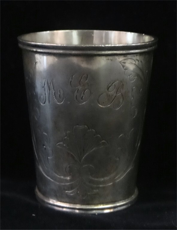 18THC. SILVER BEAKER MARKED P.P. (1 of 2)