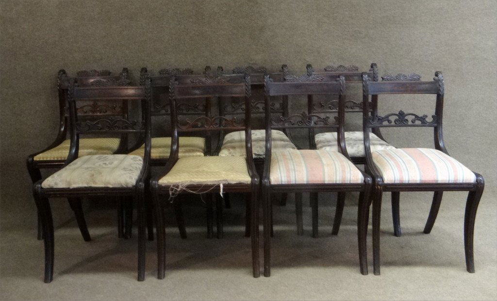 SET 8 NY MAHOG CLASSICALLY CARVED FEDERAL CHAIRS: SET 8 NY MAHOG CLASSICALLY CARVED FEDERAL CHAIRS SCHOOL OF DUNCAN PHYFE