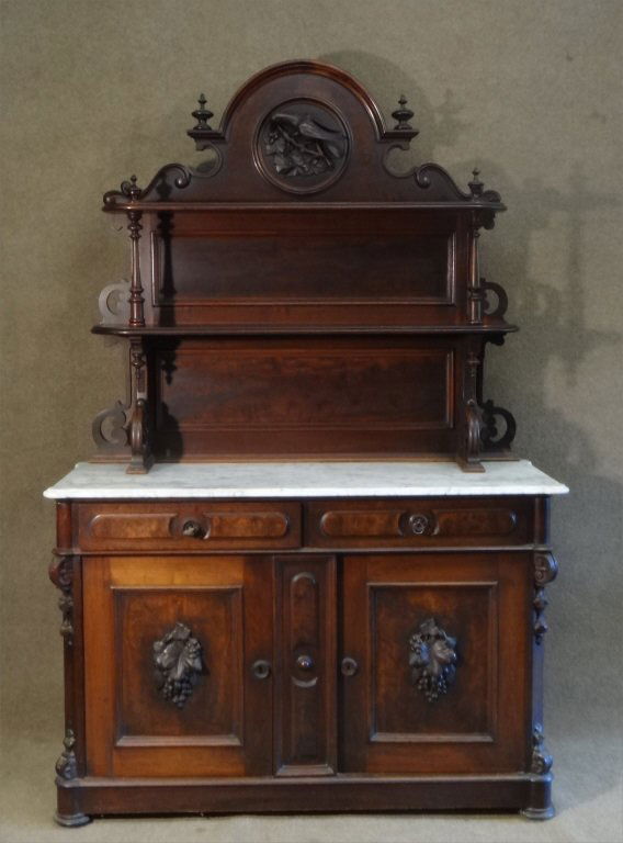 MARBLE TOP BLACK WALNUT HUNTBOARD C.1860 (1 of 5)