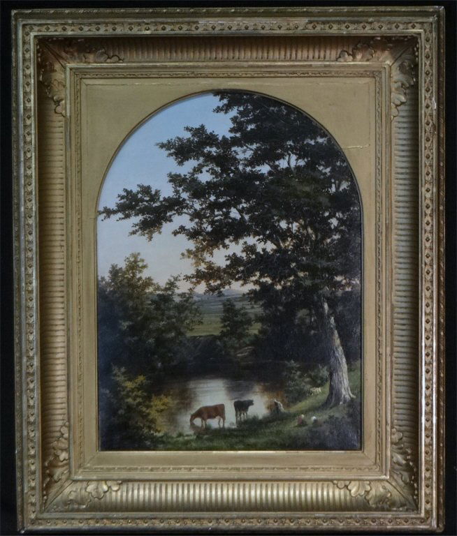 19THC. O/C "COWS WATERING IN A VISTA LANDSCAPE" (1 of 4)