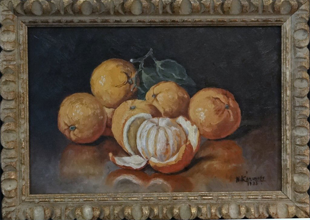 O/BD STILL LIFE "ORANGES" SGND N. KAPLUNOFF 1936 (1 of 4)