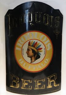 IROQUOIS BEER CO. TRADE SIGN: IROQUOIS BEER CO. TRADE SIGN 27 1/2" X 17 1/2"