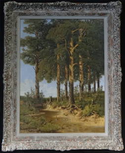 O/C "EUROPEAN WOODLAND SCENE" SPURIOUS SIGNATURE: O/C "EUROPEAN WOODLAND SCENE" SPURIOUS SIGNATURE 28 1/4" X 21"