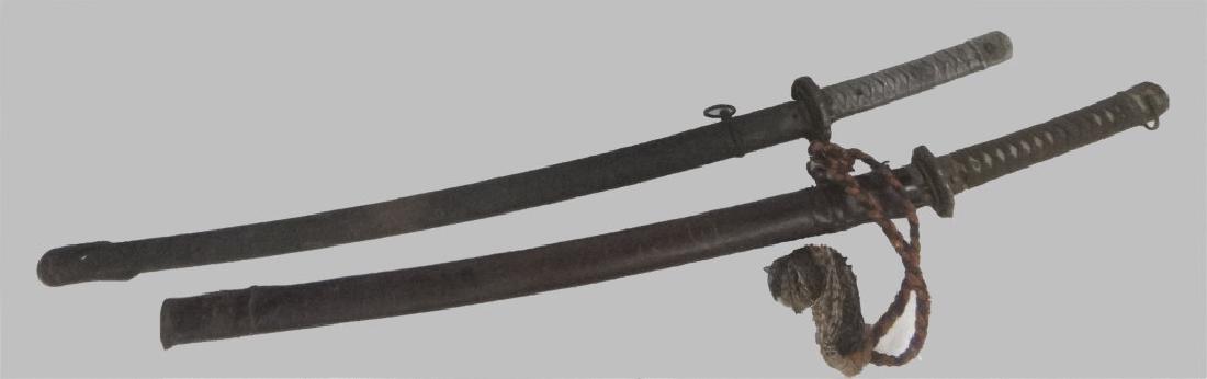 2 JAPANESE SAMURI SWORDS: 1 WW II MILITARY (1 of 7)