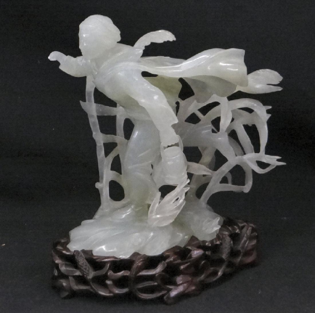 CHINESE CRAVED JADE "CAPED FIGURE W/ LANTERN" (1 of 7)