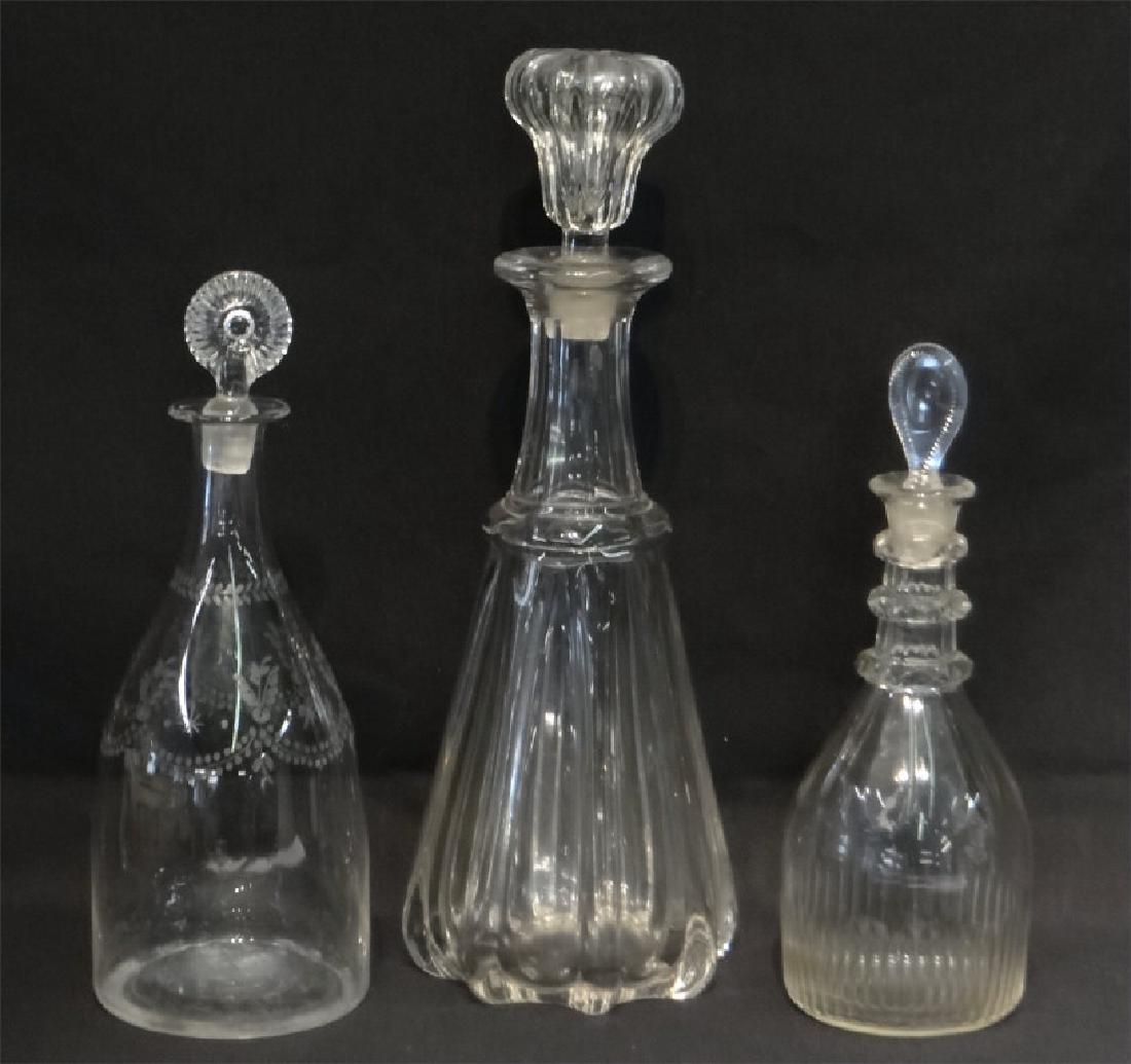 3 EARLY 19THC. HAND BLOWN DECANTERS (1 of 5)