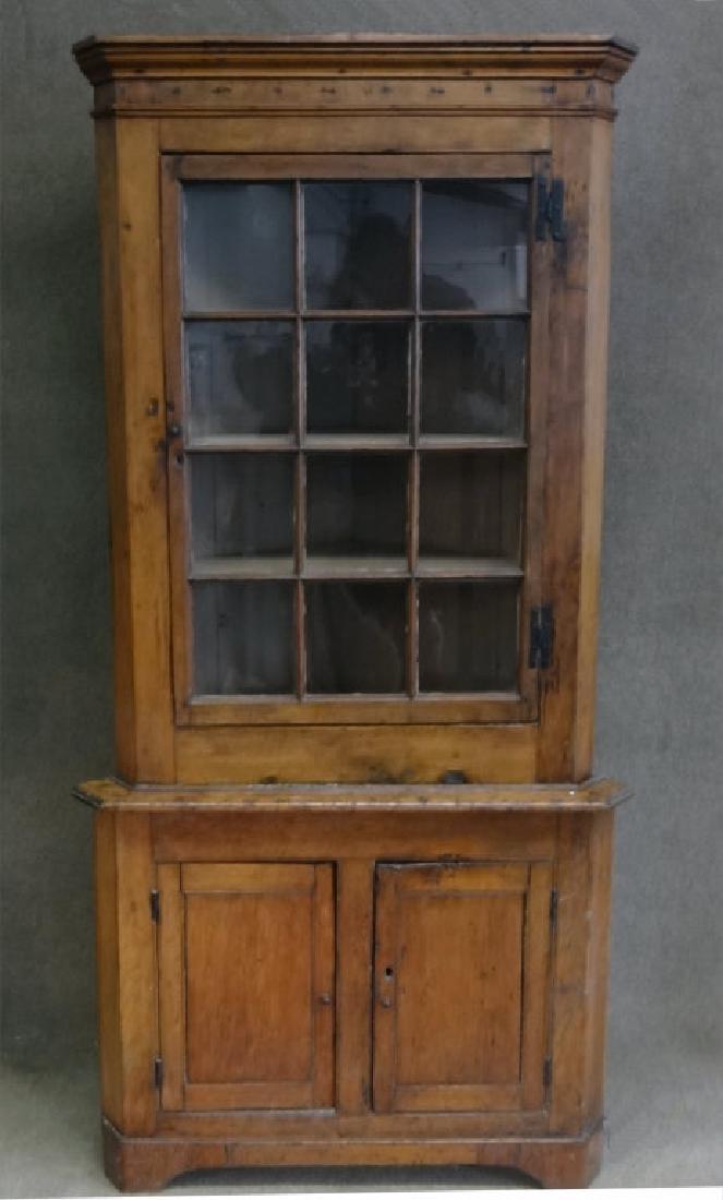 2 PC. CORNER CUPBOARD W/ 12 LIGHT DOOR OVER (1 of 3)