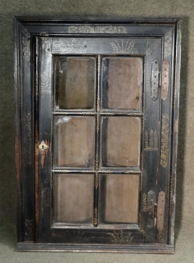 FINE PAINTED HANGING CORNER CUPBOARD W/ "H" HINGES (1 of 5)