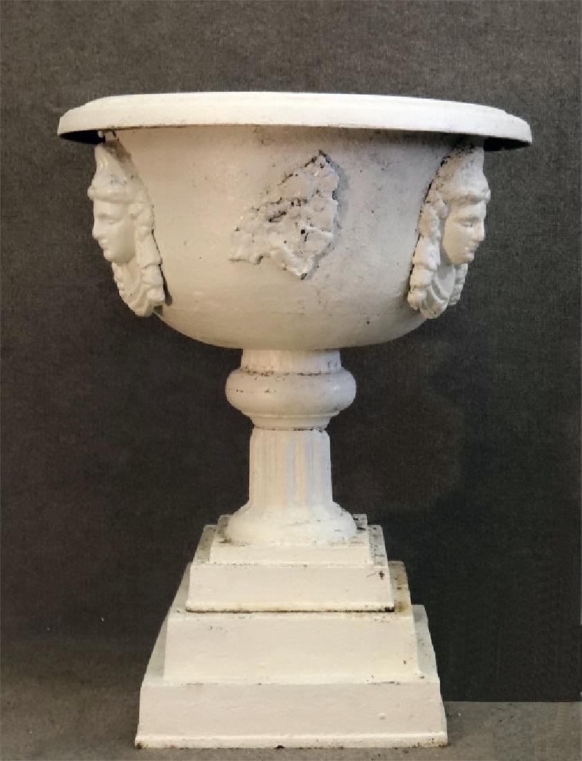 JENNY LIND CAST IRON GARDEN URN: 31" TALL X 24" DIAM TOP