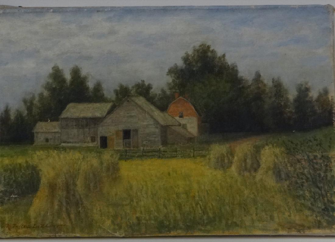 O/C "CLAVERACK BARNS" SGND R. FULTON LUDLOW: (ROBERT FULTON LUDLOW) 12" X 18"