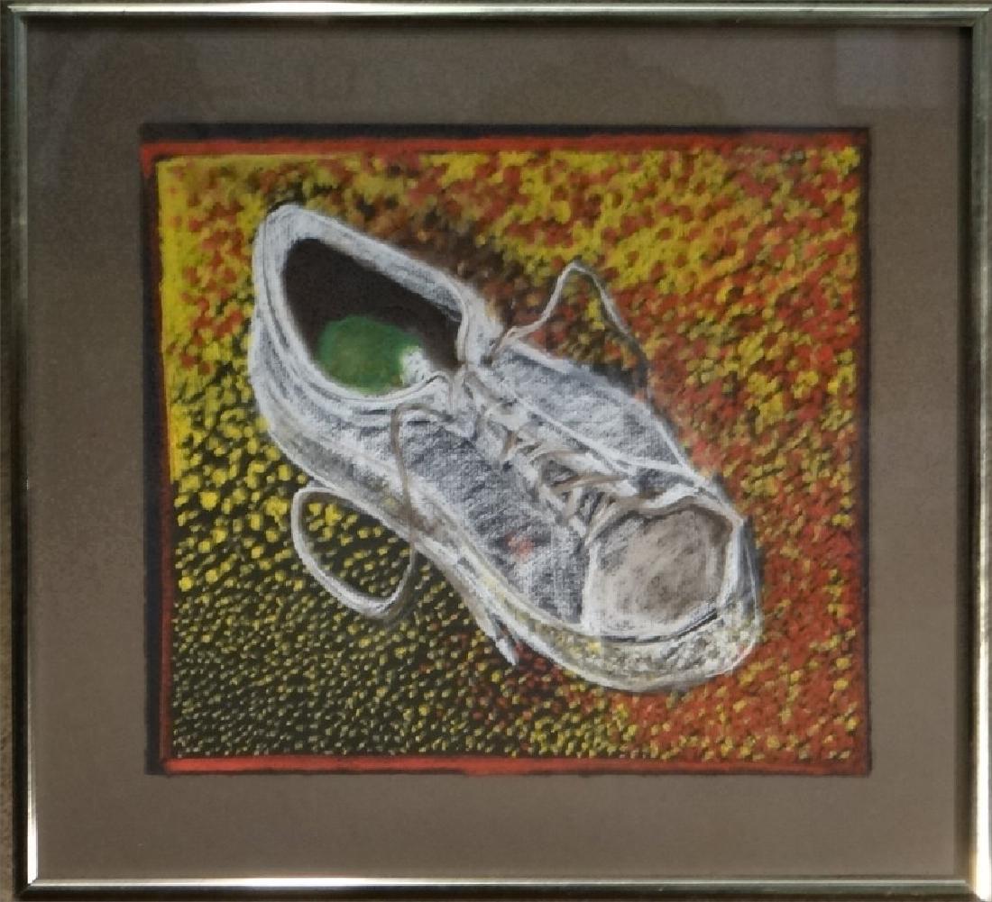 PASTEL & CRAYON "SNEAKER" SGND JUI MANES 1973: 11 1/2" X 13"