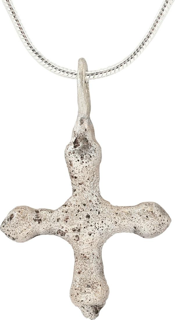 MEDIEVAL CHRISTIAN CROSS NECKLACE C.800-1000 AD: Carolingian, the period of Charlemagne. The emergence from the Dark Ages is embodied in the rise to power of the Frankish King, Charlemagne in 768 (founder of the Holy Roman Empire after 800) followed