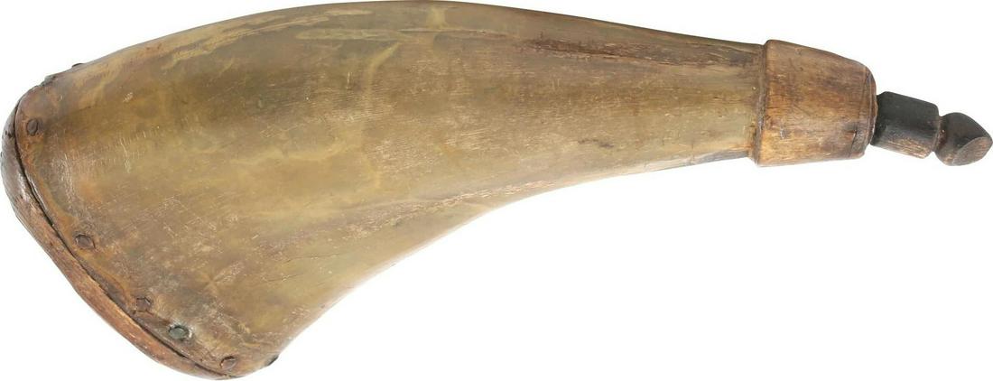 COLONIAL AMERICAN PRIMING FLASK FOR FLINTLOCK MUSKET C.1700-75 (1 of 3)