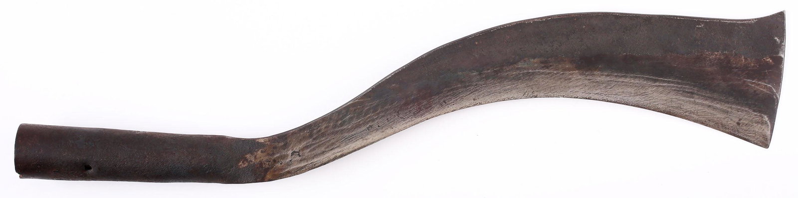 RARE SOUTHEAST ASIAN POLE ARM MAK: 19th century. Used in Thailand, Cambodia and Vietnam. 18" length with wedge section curved blade struck with a cursive makerâ€™s mark (appears Thai), three times. Finely forged with tool finished