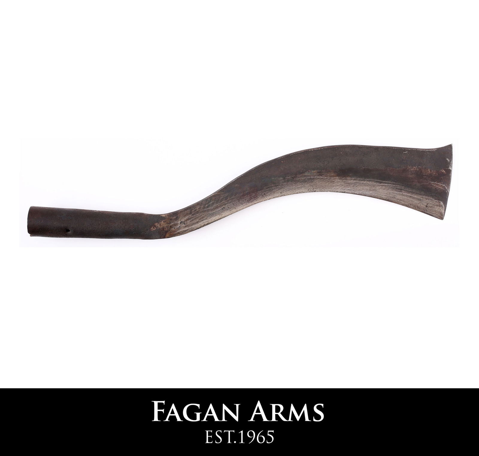 RARE SOUTHEAST ASIAN POLE ARM MAK: 19th century. Used in Thailand, Cambodia and Vietnam. 18" length with wedge section curved blade struck with a cursive maker's mark (appears Thai), three times. Finely forged with tool finished edge.