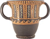 VERY FINE SOUTH ITALIAN BLACK GLAZED POTTERY SESSIL KANTHAROS