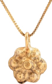ROMAN WHEEL OF FORTUNE AMULET NECKLACE, 5TH-7TH CENTURY