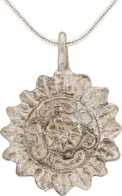 ROMAN WHEEL OF FORTUNE AMULET NECKLACE, 3RD-6TH CENTURY AD