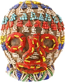 AFRICAN BEADED HEAD BATTLE TROPHY