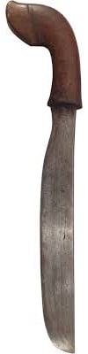 MALAY SHORTSWORD GOLOK: Used both as a jungle knife and weapon of war. See Stone page 249. Heavy 12 3/8" blade of ribbed back wedge section, well forged with distinct linear lamination indicative of pattern welded constructi