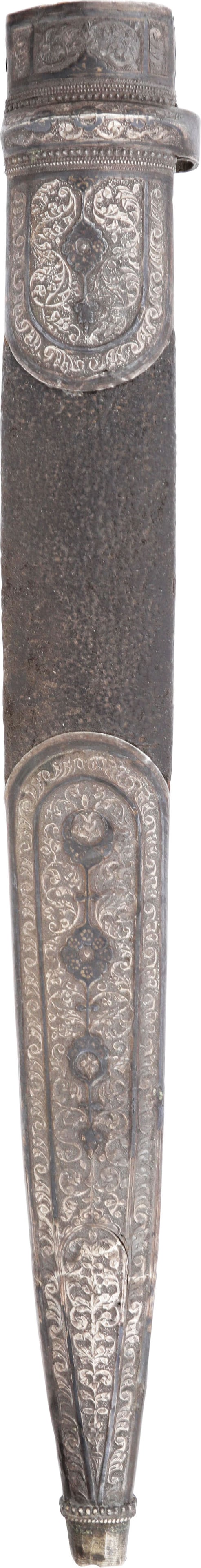 RUSSIAN/PERSIAN SILVER MOUNTED KNIDJAL SCABBARD, LATE 19TH CENTURY (1 of 2)